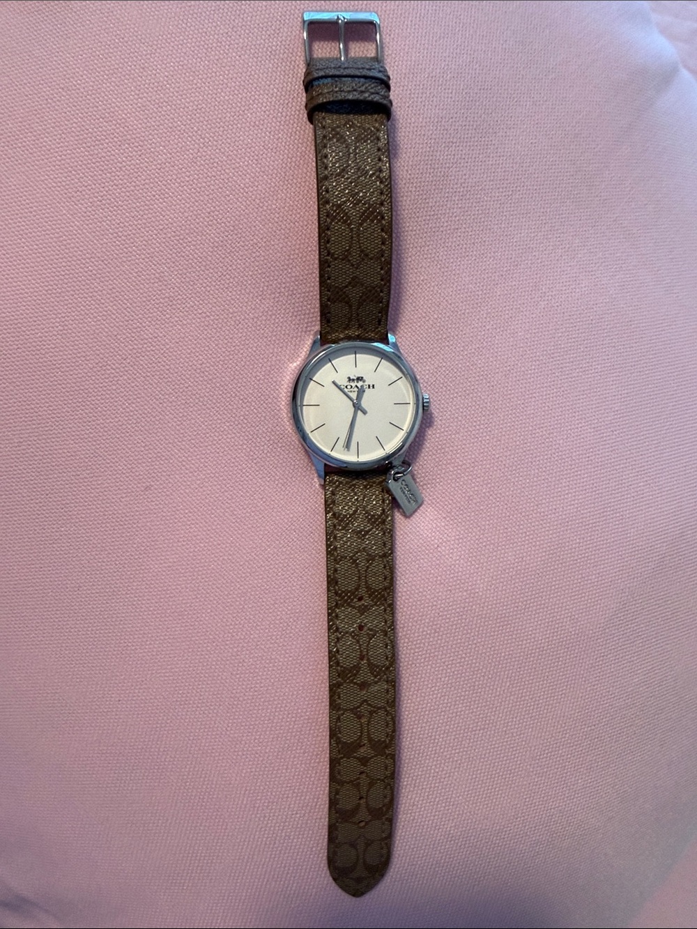 Coach Womens Brown Signature Leather Strap Watch